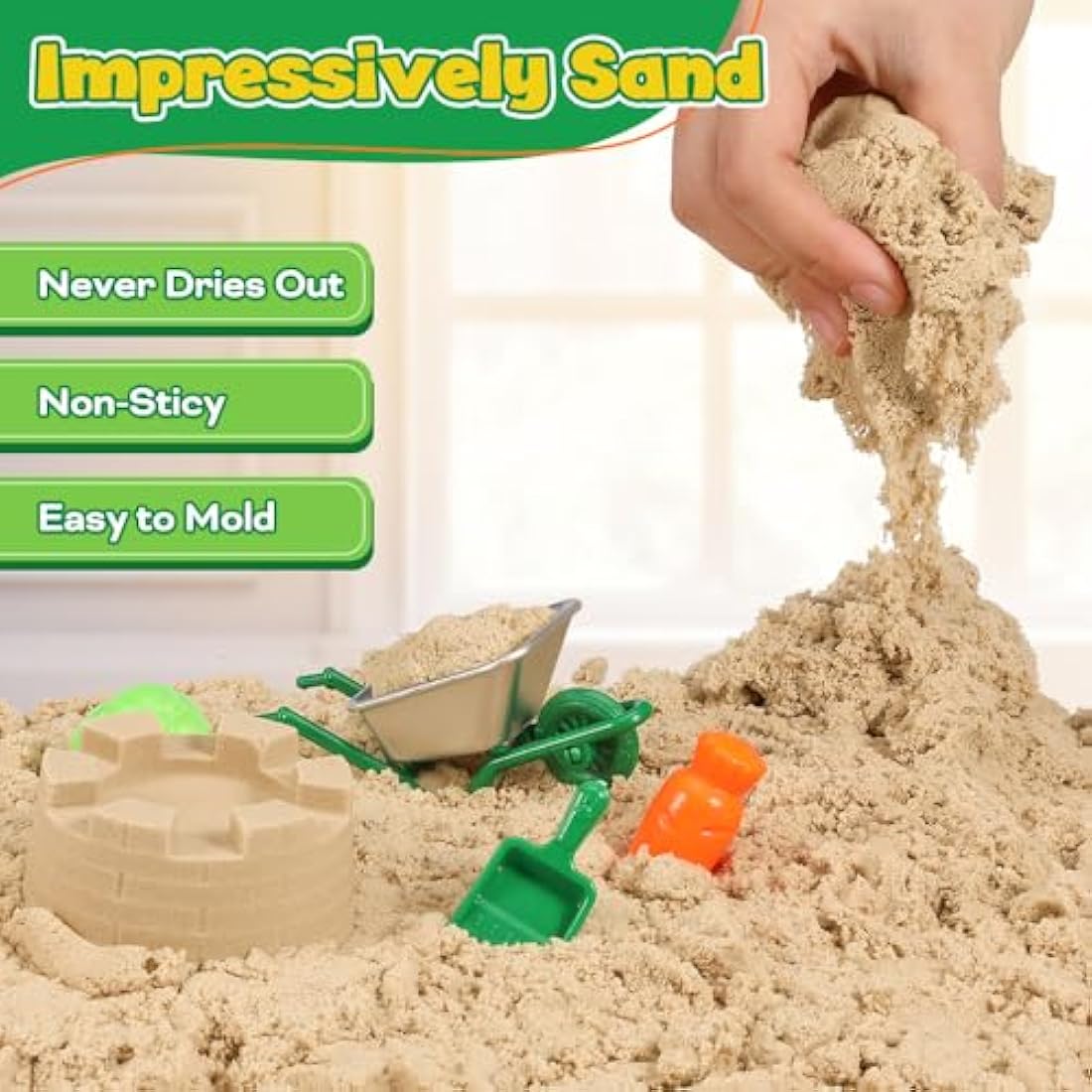 FRUSE Farm Animal Play Sand Set – 38pc Sensory Sandbox with Tractor Toys