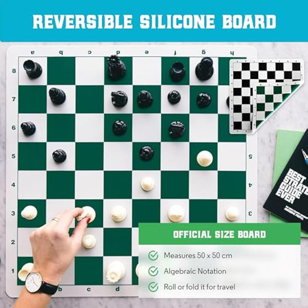 Jolof Store Tournament Chess Set – Triple Weighted Staunton Silicone Board