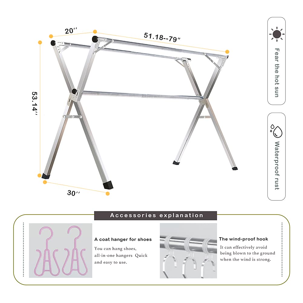 79" Stainless Steel Foldable Laundry Drying Rack – Heavy Duty