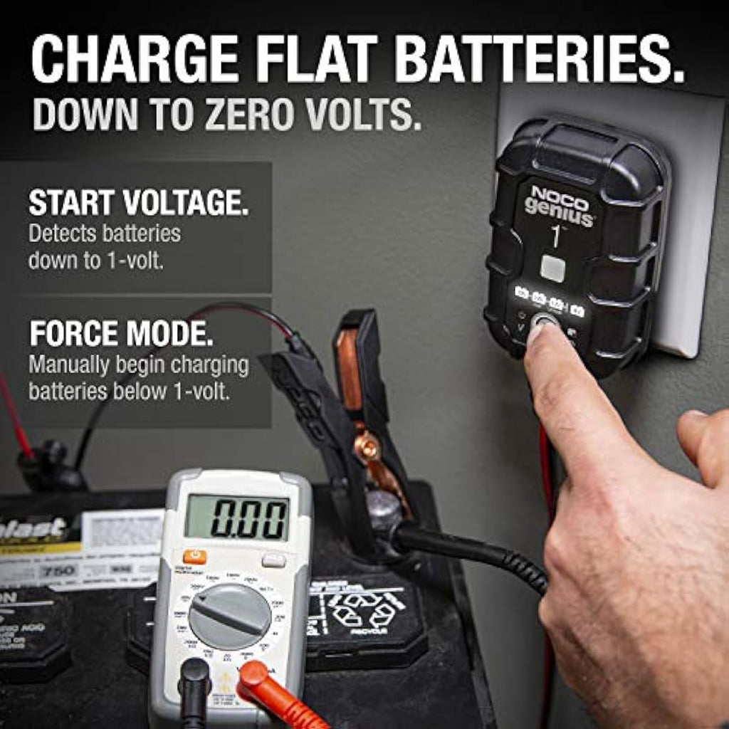 NOCO GENIUS1 1A Smart Battery Charger | 6V/12V Maintainer & Desulfator