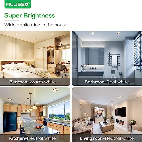 ALUSSO LED Recessed Downlights – 7W Ultra Slim IP44 Dimmable Black, 6 Pack