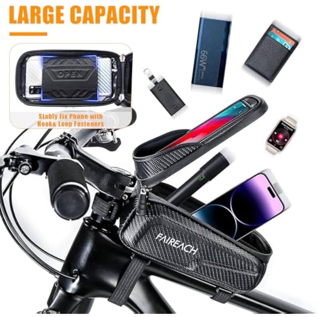 Faireach Waterproof Bike Handlebar Bag – Touchscreen Phone Mount Pouch