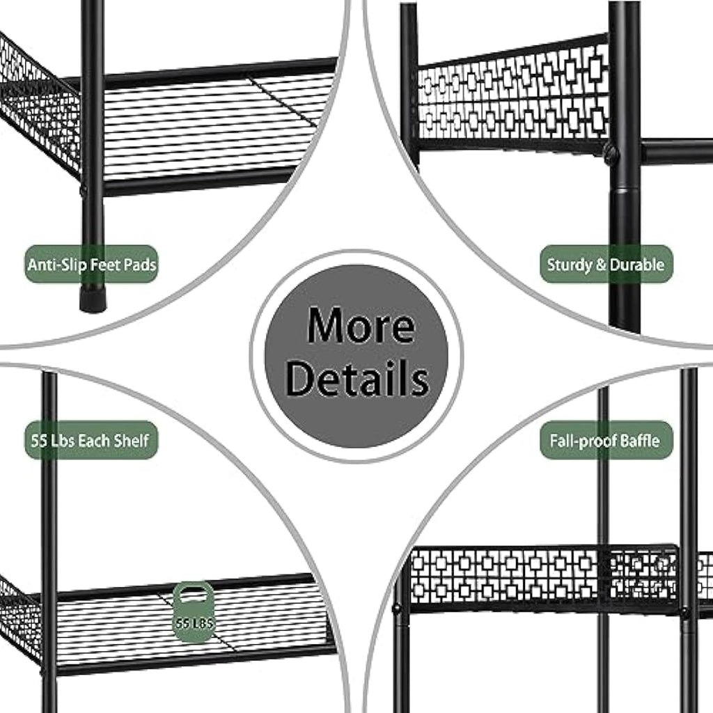 5-Tier Metal Wire Shelving Unit – Black Storage Rack