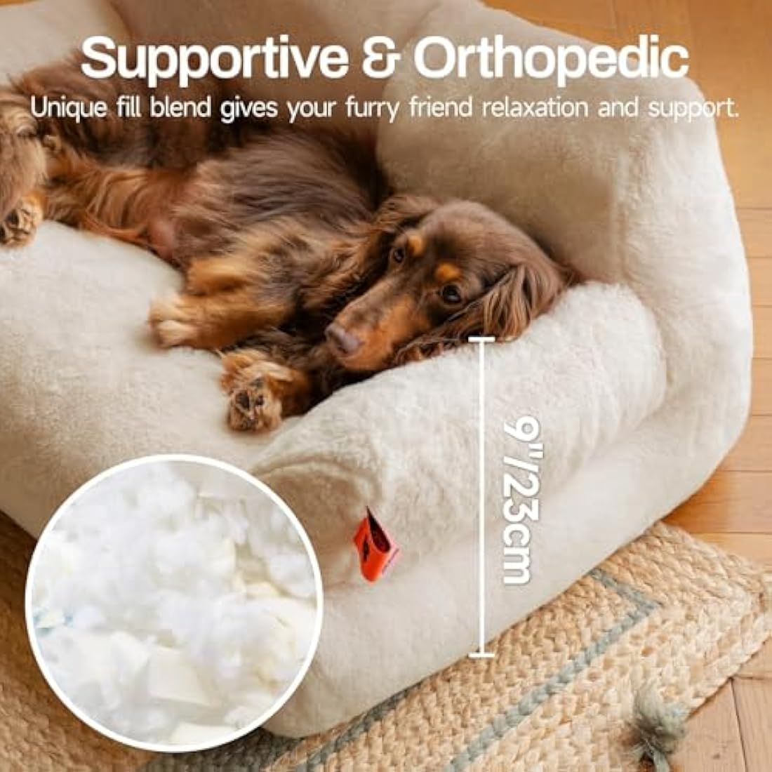 MEWOOFUN Fluffy Cat Sofa Bed | Washable Soft Pet Couch, White