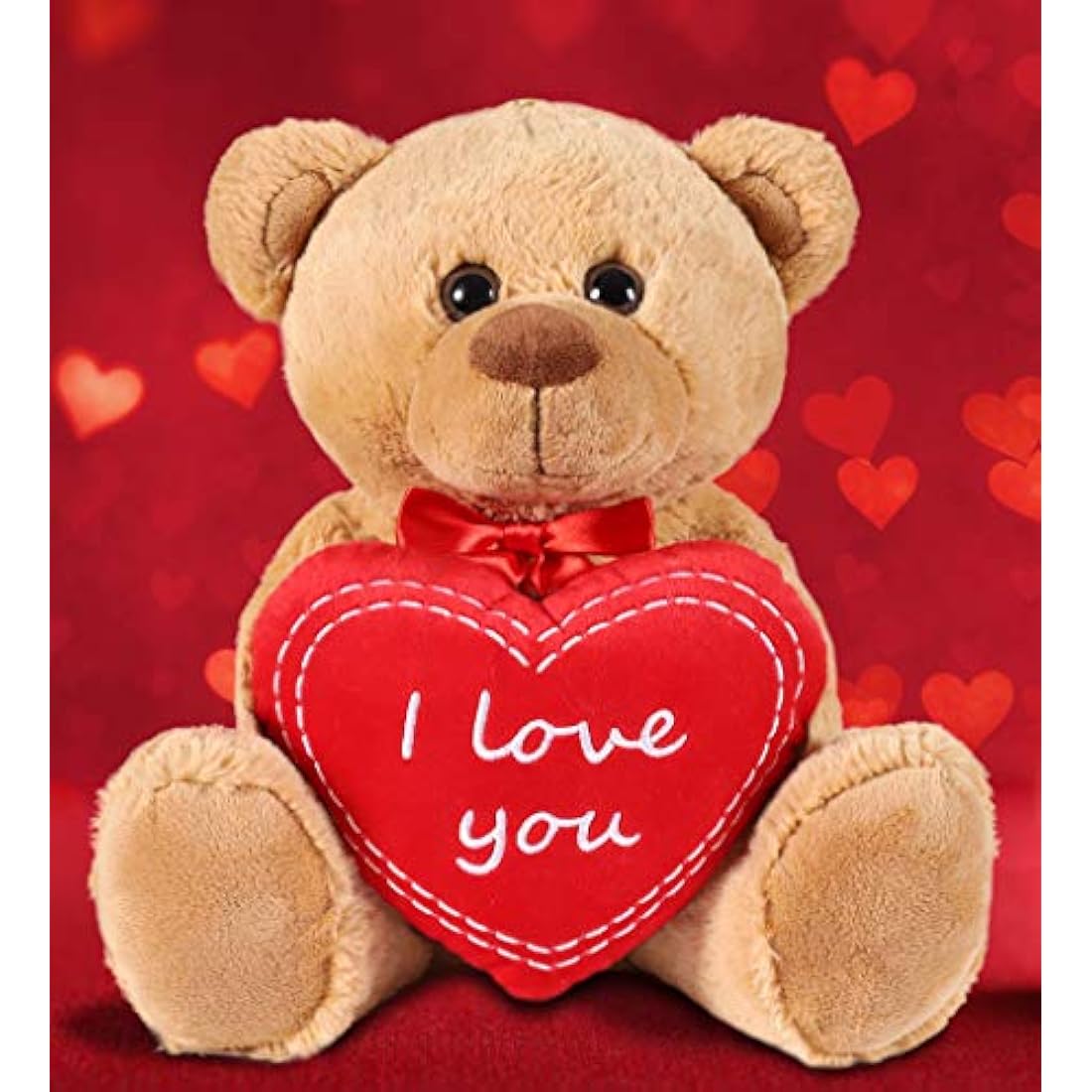BRUBAKER Teddy Bear Plush with I Love You Heart – 14 Inch Light Brown