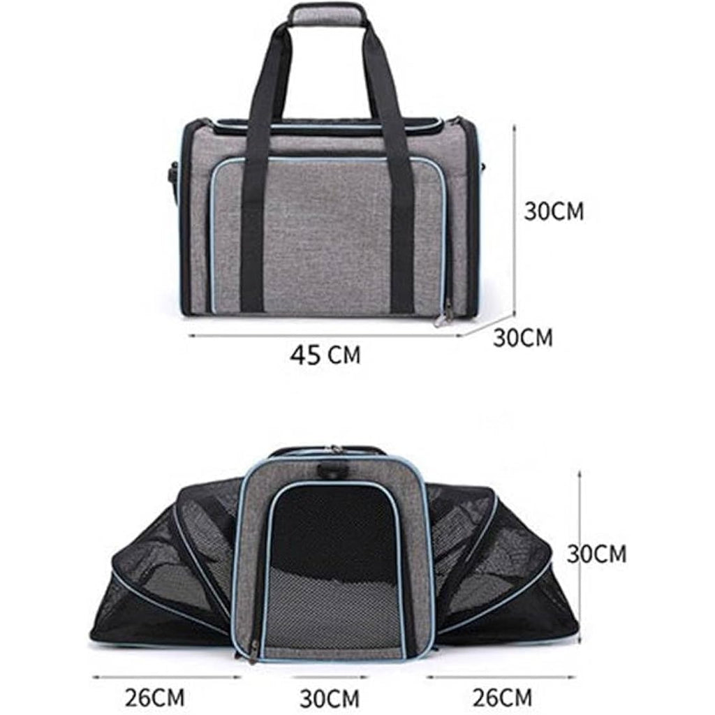 Expandable Pet Carrier – Large Travel Bag with Fleece Bed