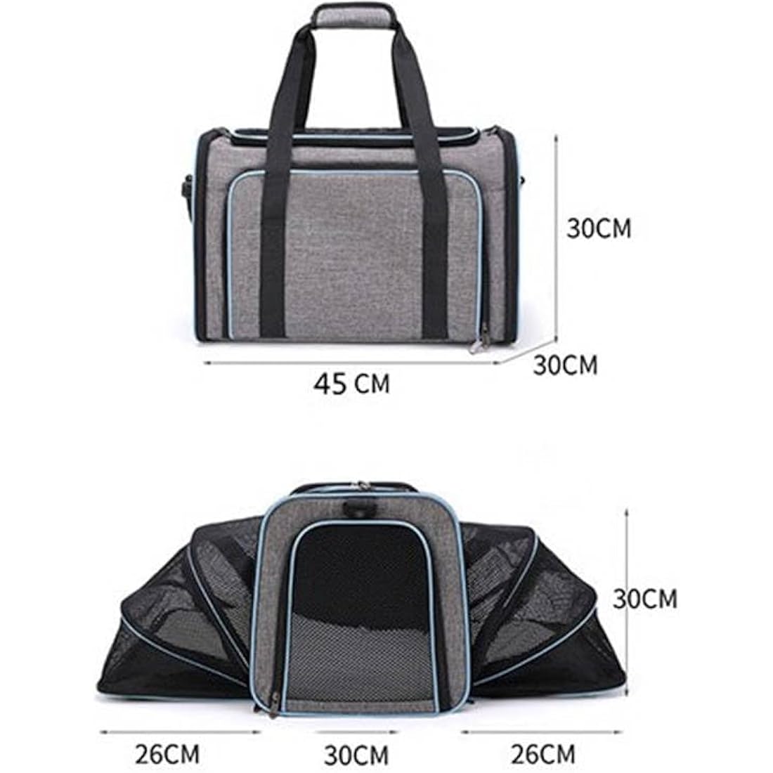 Expandable Pet Carrier – Large Travel Bag with Fleece Bed