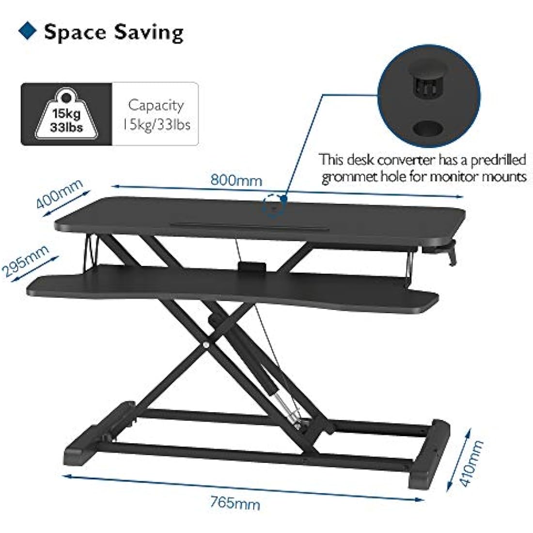 BONTEC Standing Desk Converter | 32in Dual Tier Sit-Stand Workstation