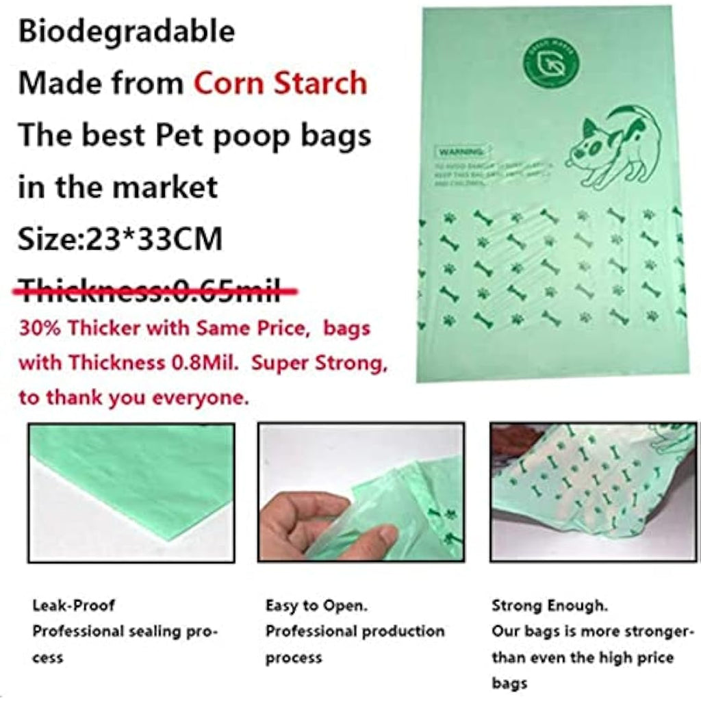 Biodegradable Dog Poop Bags – 360 Extra Thick Corn Starch Bags