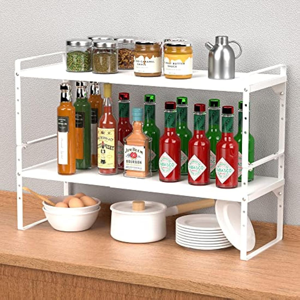 Jolof Store Expandable Cabinet Shelf Organizer | 2 Pack Steel Metal Rack
