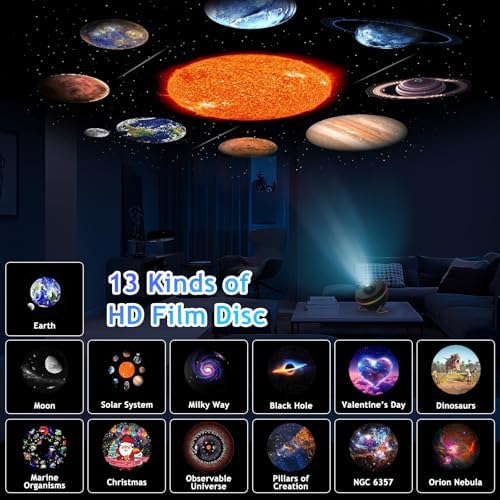 ALLOMN 13-in-1 Galaxy Star Projector | HD Planetarium Night Light