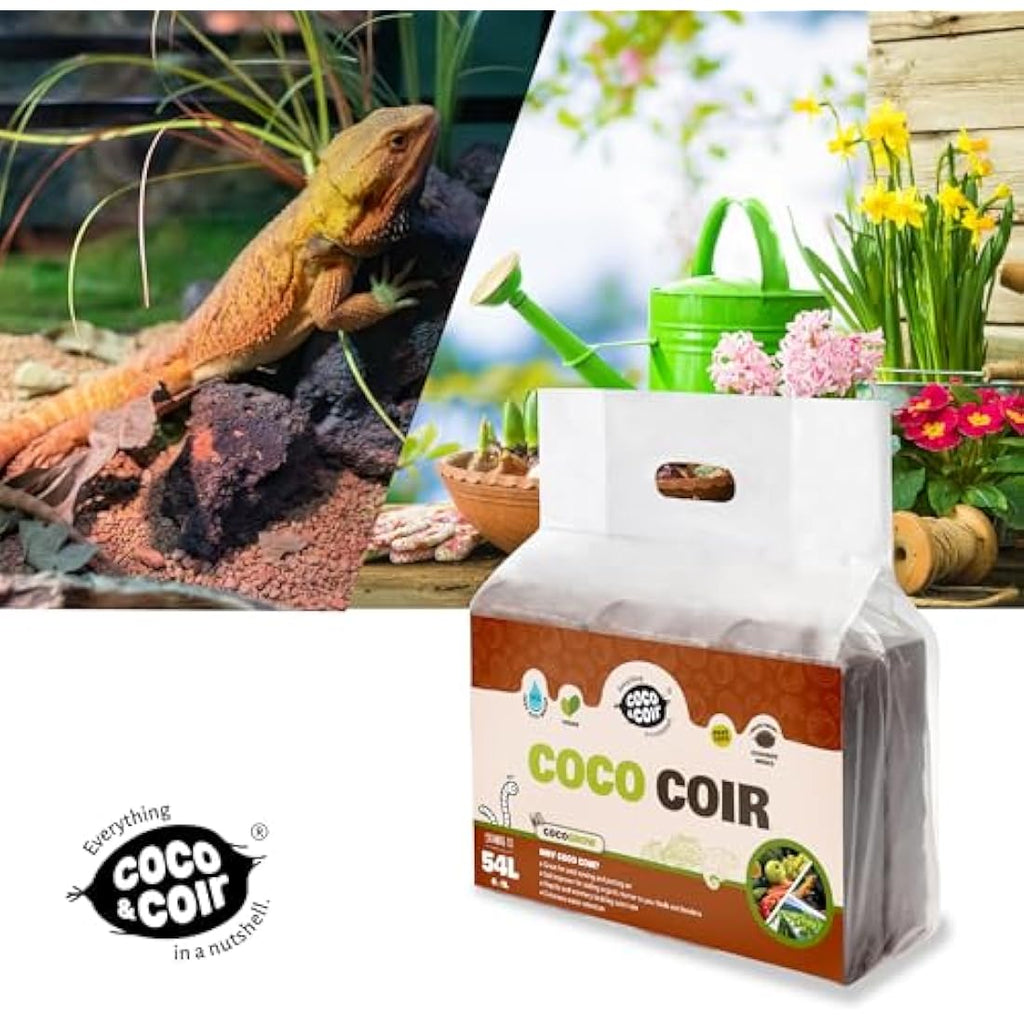 Coco & Coir Organic Peat Free Coconut Coir Compost & Reptile Bedding - 54L