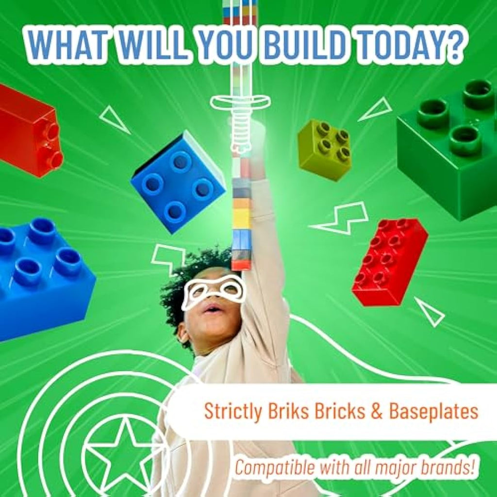 Strictly Briks 336 Piece Building Block Set with Baseplate – 12 Colors