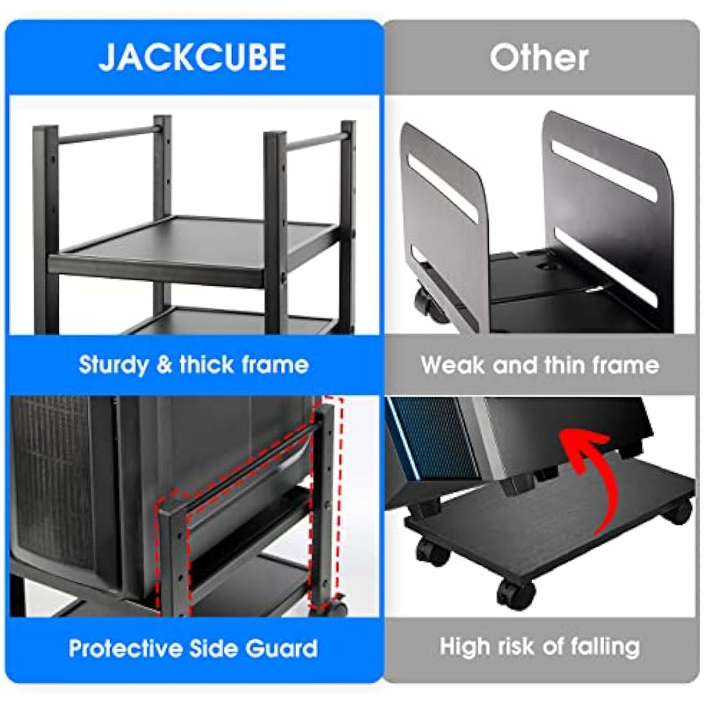 J Jackcube Design 2-Tier Computer Tower Stand | Mobile PC Holder Cart
