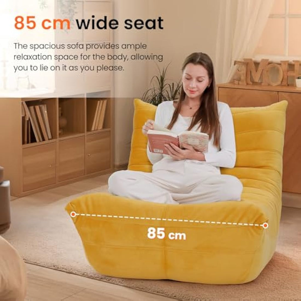Togo Fireside Chair – Yellow Suede Ergonomic Floor Lounge Sofa