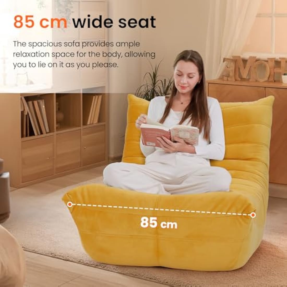 Togo Fireside Chair – Yellow Suede Ergonomic Floor Lounge Sofa