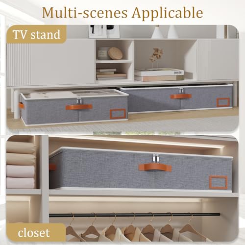 Yawinhe Under Bed Storage Bags - 2 Pack Foldable Oxford Cloth Organizers