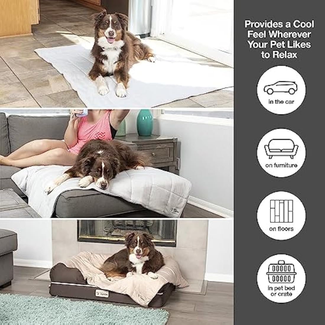 PetFusion Premium Pet Cooling Blanket | Washable & Lightweight – Brown, Large