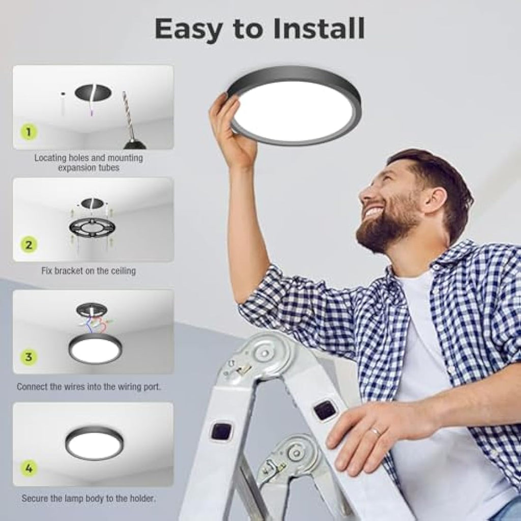 Jolof Store LED Ceiling Light – IP54 Waterproof Flush Mount 3-Color Lamp