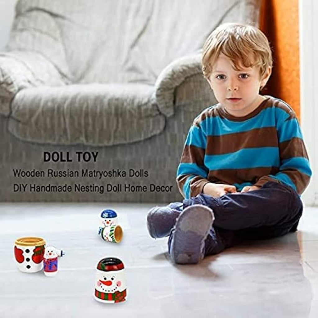 HYCLES Snowman Nesting Dolls | Wooden Matryoshka Toys for Kids Gifts