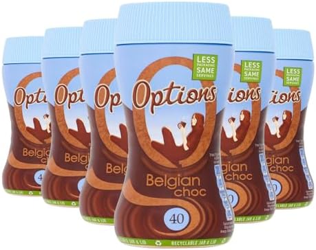 Options Belgian Hot Chocolate - Low Calorie Drink (6 x 220g Jars)