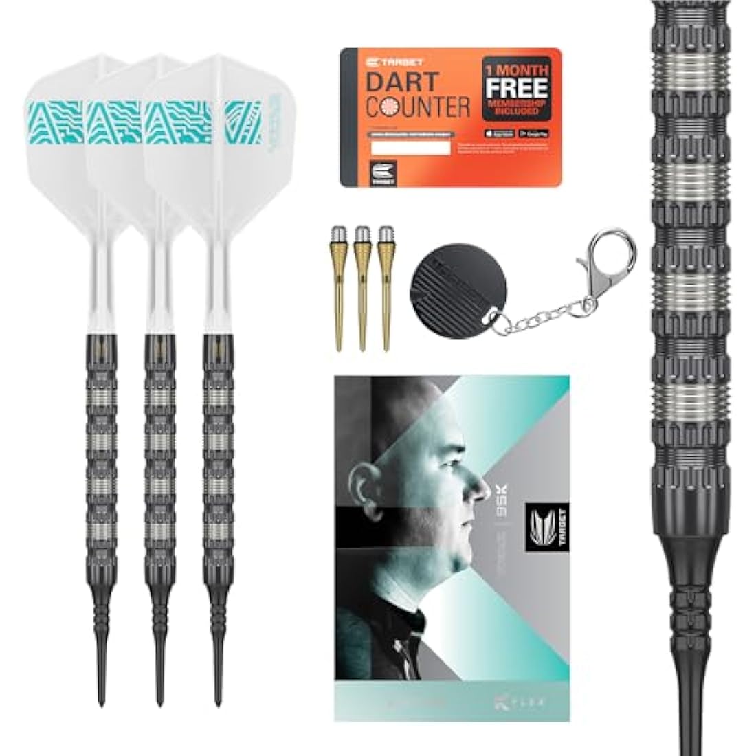 Target Darts Rob Cross 95K Soft Tip Dart Set - 95% Tungsten, 18g