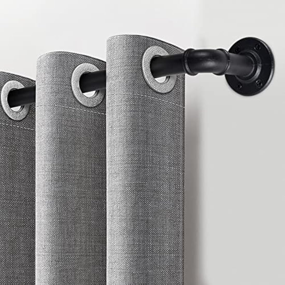 Industrial Black Curtain Poles – 3 Pack Heavy Duty Metal Rods