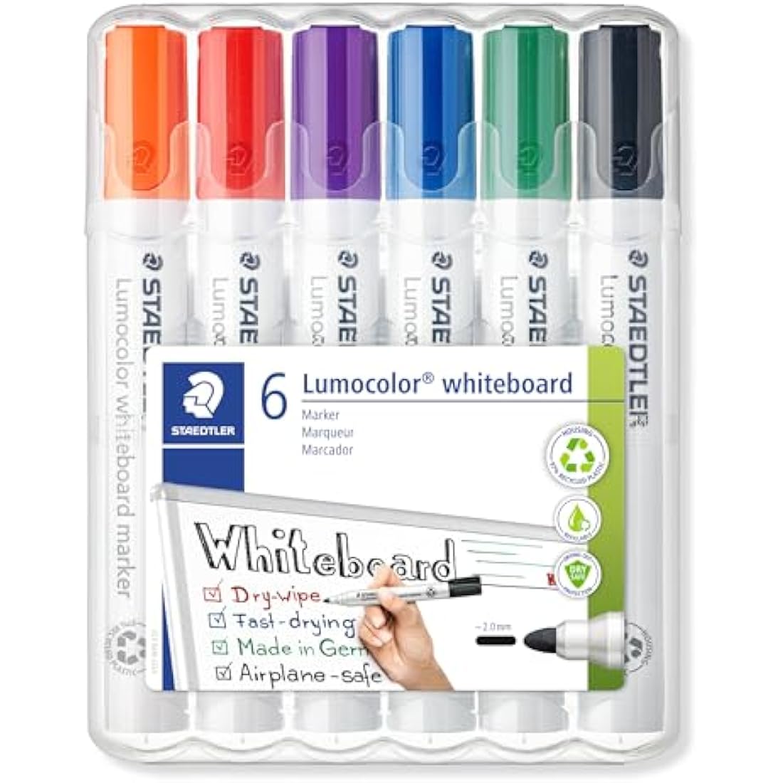 Staedtler Lumocolor Whiteboard Markers | Bullet Tip Assorted Pack of 6