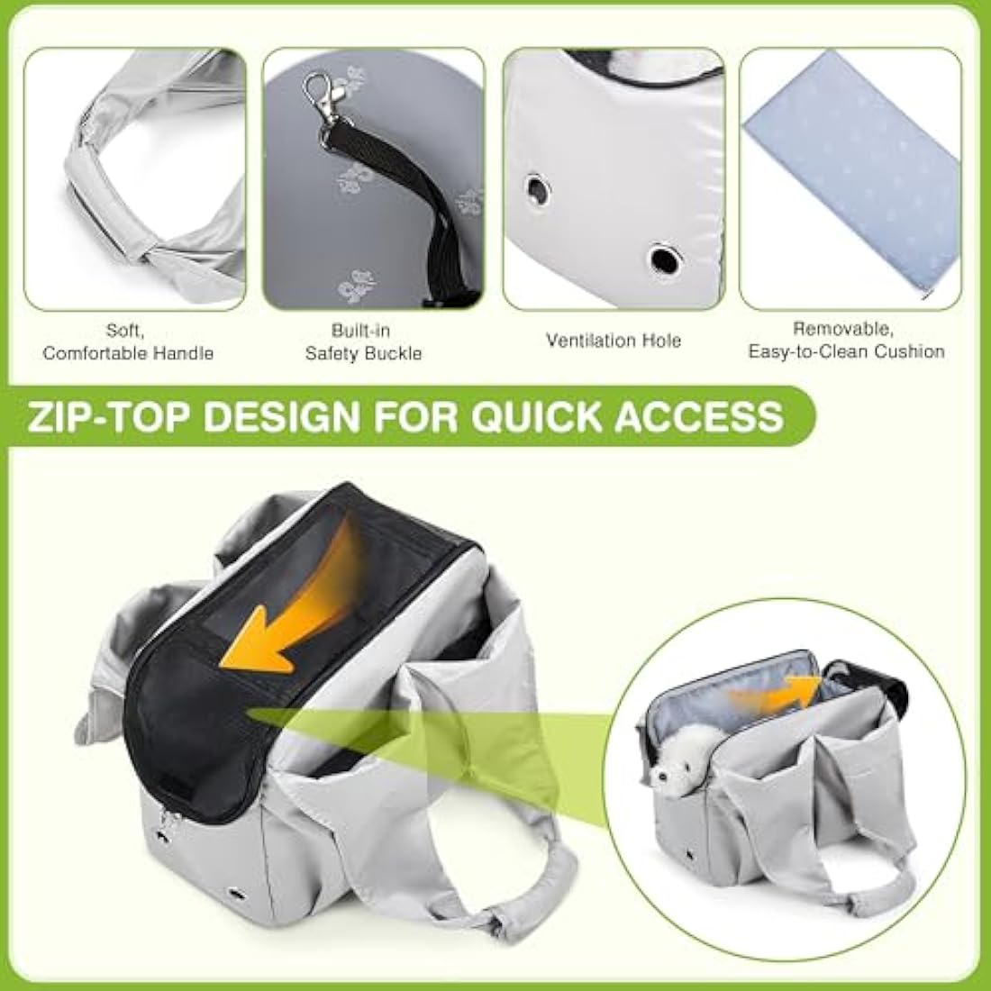 ALLSOPETS Puppy Sling Carrier | Breathable Mesh Pet Handbag - Silvery Grey