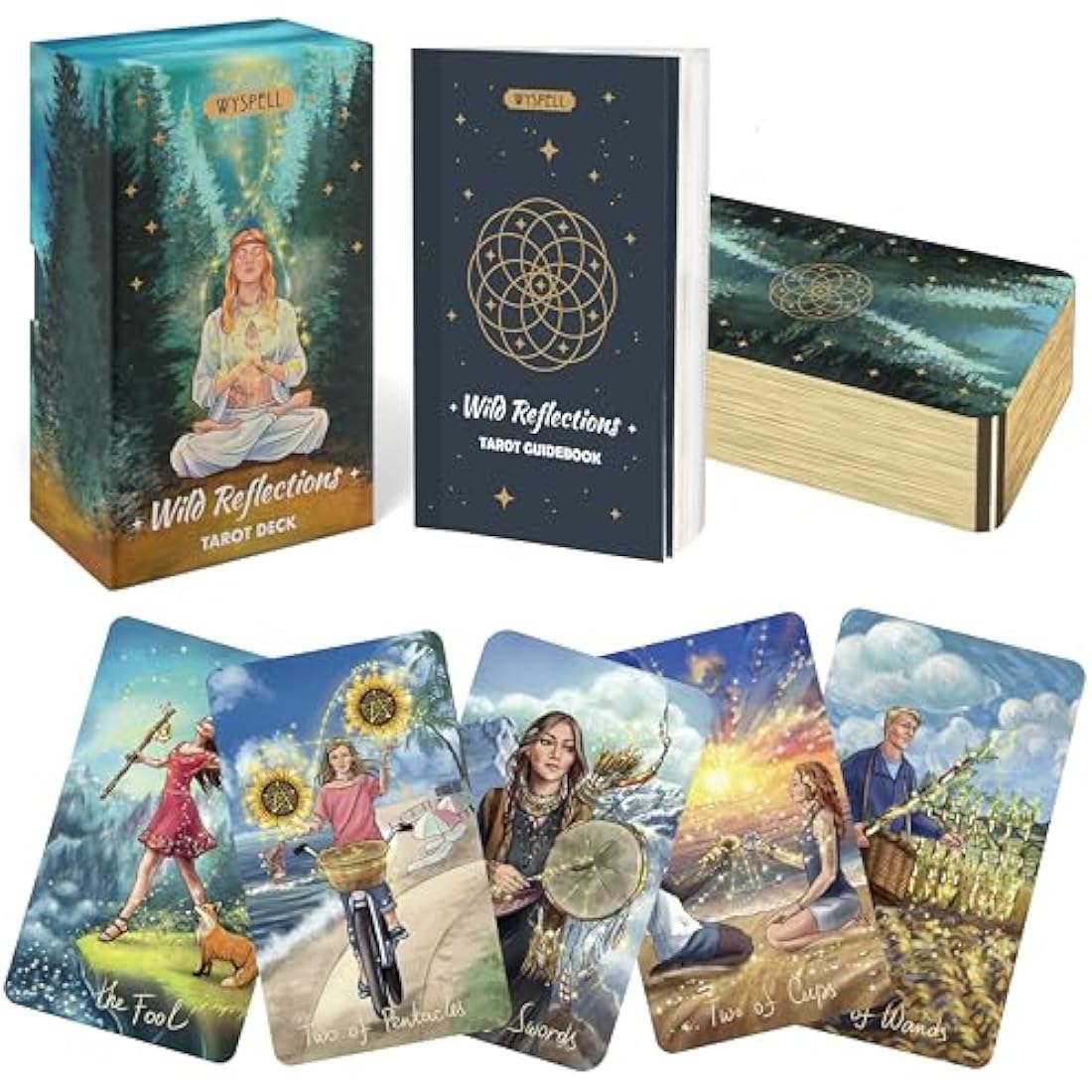 Wyspell Wild Reflections Tarot Deck with Guidebook and Gold Edges