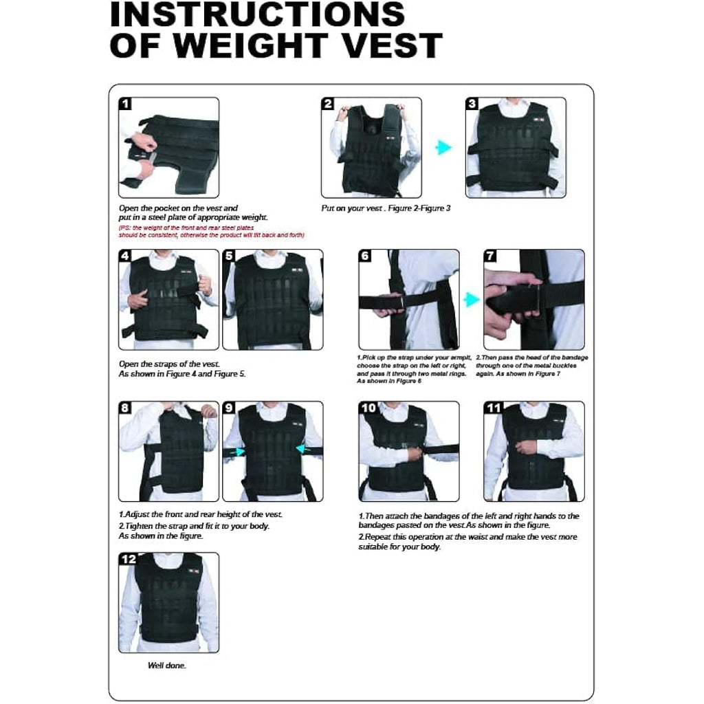 Adjustable Weighted Vest | 44LB Steel Plate Training Jacket