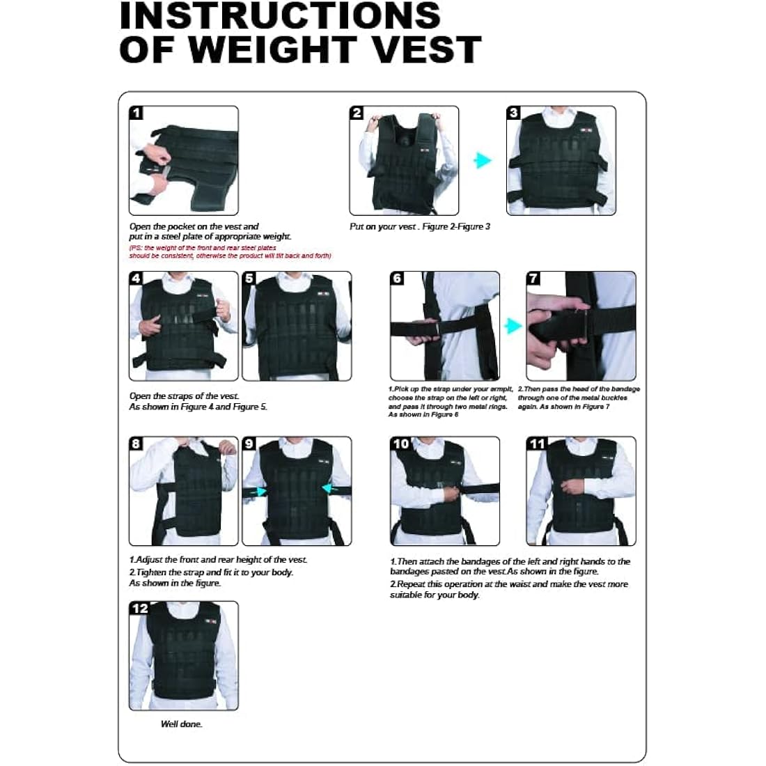 Adjustable Weighted Vest | 44LB Steel Plate Training Jacket