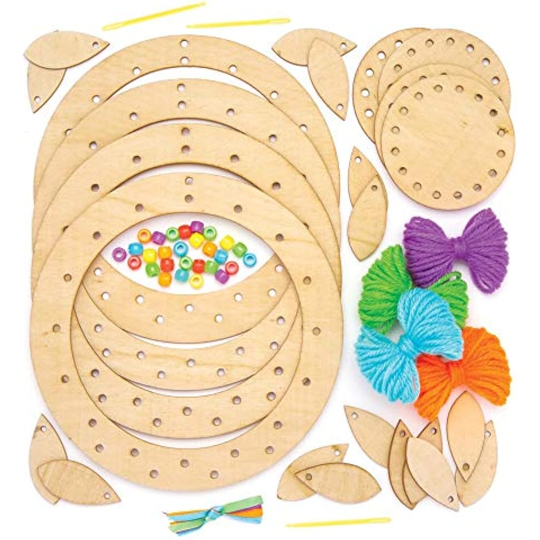 Baker Ross Wooden Dream Catcher Kit for Kids Arts and Crafts – 4 Pack
