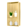 Sunrik Gold Stainless Steel Shower Niche - Recessed Bathroom Wall Shelf
