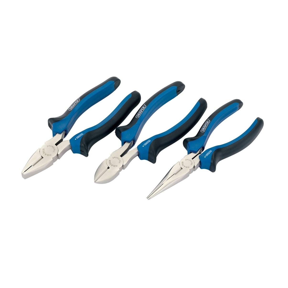 Draper 3 Piece 160mm Plier Set | Carbon Steel Soft Grip Hand Tools