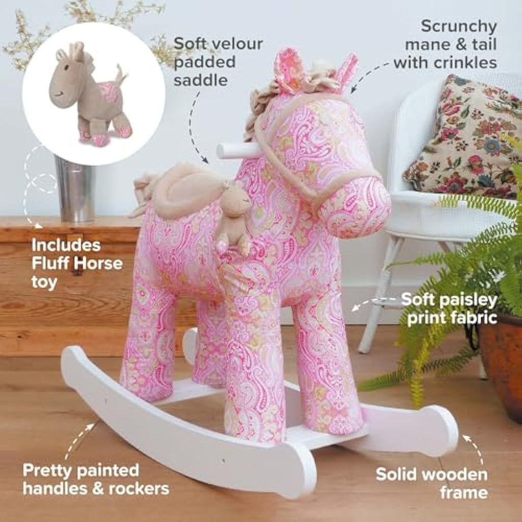Little Bird Told Me Pixie & Fluff Rocking Horse – Pink Paisley Wooden Toy