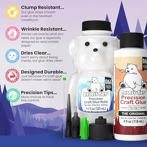 Bearly Art Precision Craft Glue Bundle – 4oz & 11oz Refill Kit