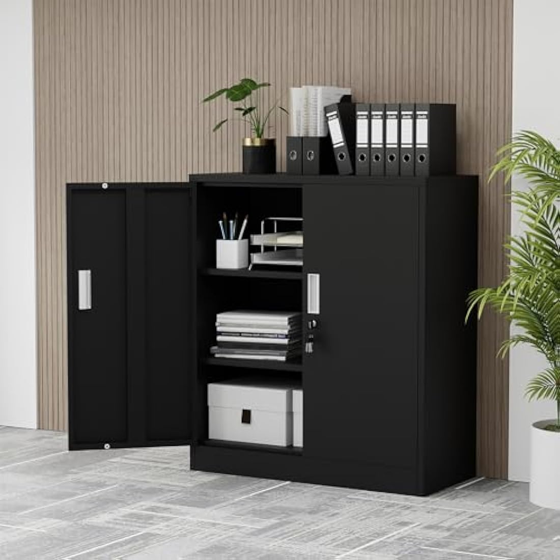 Metal Storage Cabinet | Lockable Cupboard with 2 Shelves