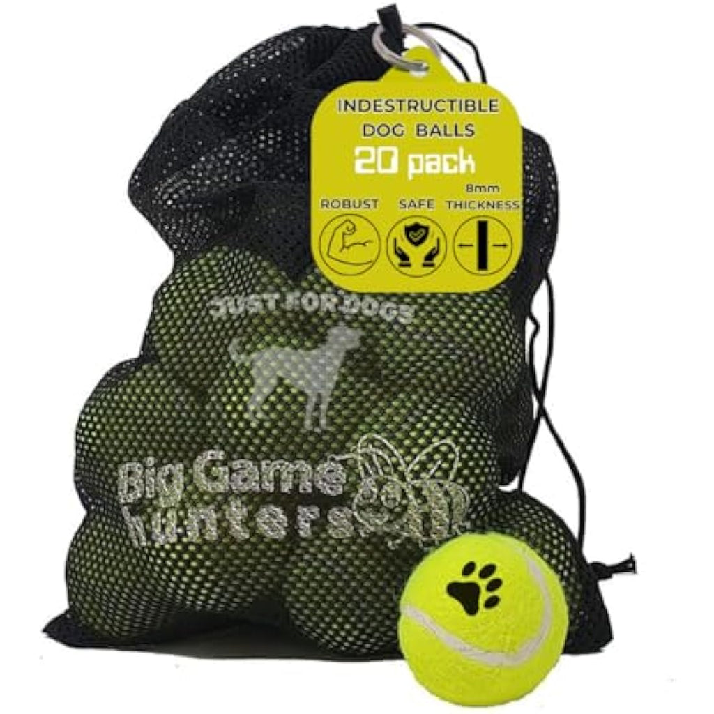 Indestructible Dog Tennis Balls – 20 Pack Durable Rubber Toys