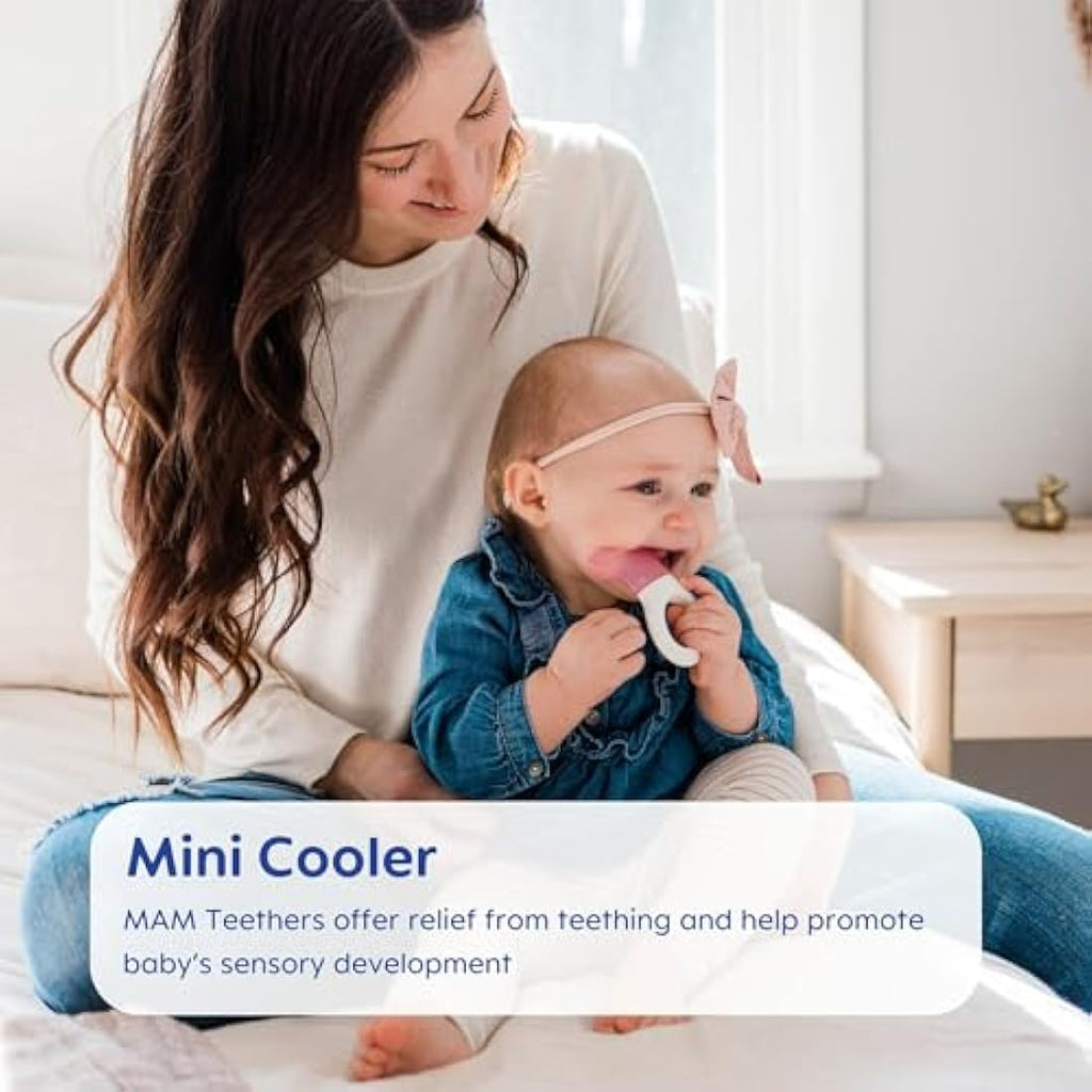MAM Mini Teething Cooler and Clip – Blue Cooling Teether, 2+ Months
