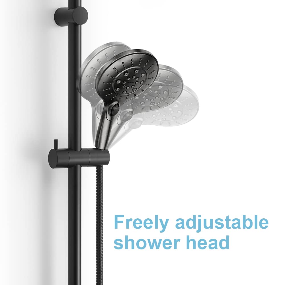 OFFO 100cm Shower Riser Rail | Adjustable Matte Black Stainless Steel