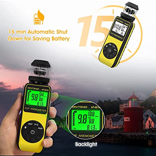 AOPUTTRIVER Handheld Anemometer – 360° Wind Speed Meter with LCD Screen