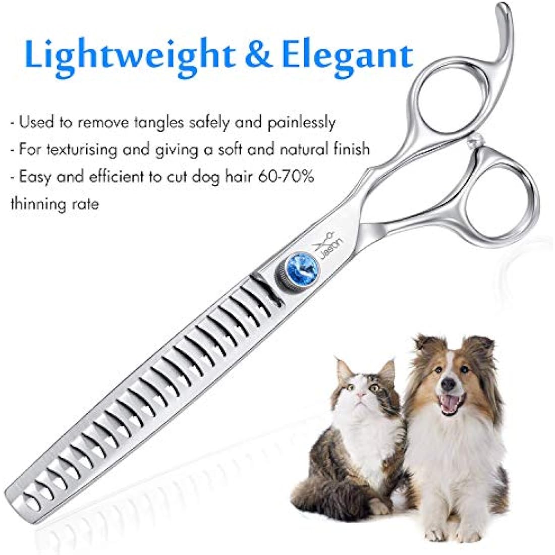 JASON 7" Dog Grooming Chunker Shears | 21-Teeth Japanese Stainless Steel