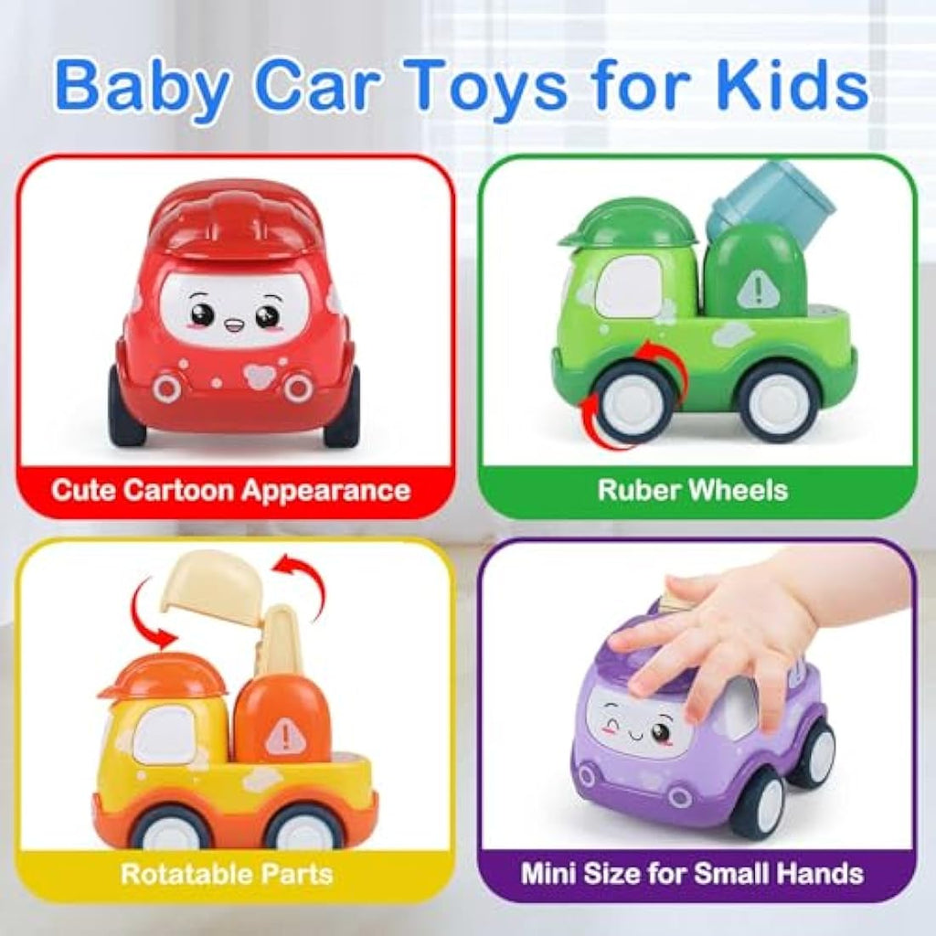 Jolof Store 6PCS Pull Back Construction Toy Cars with Play Mat Bag