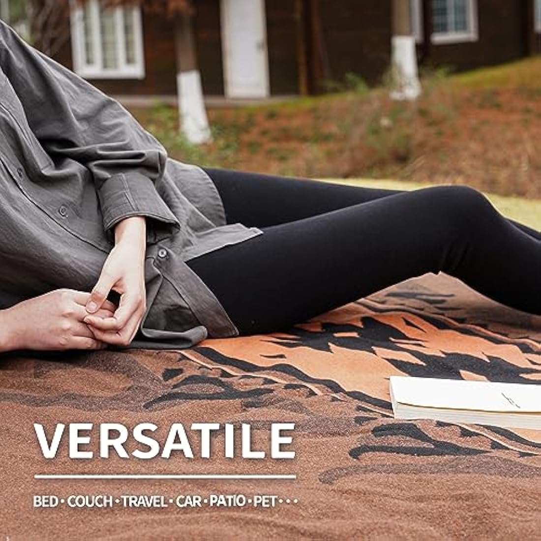 Acushla Merino Wool Blanket – Large Washable Jacquard Throw, Brown