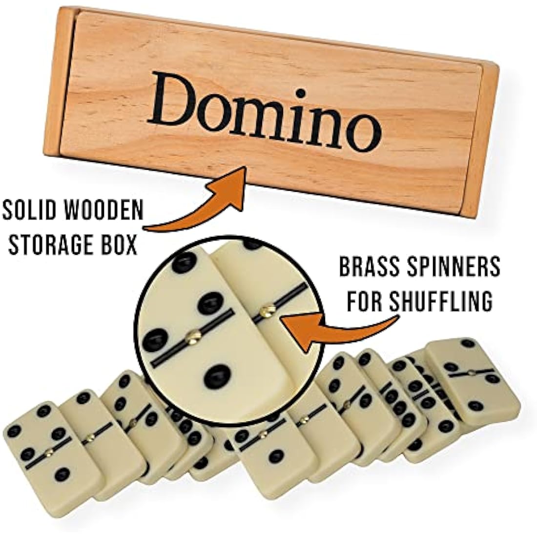 Luptons Double Six Dominoes Set – 28 Piece Game in Wooden Storage Box