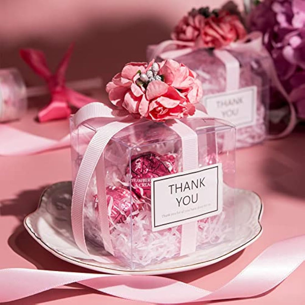 BENECREAT 30PCS Clear PVC Favor Boxes – 7x7x7cm Transparent Gift Cubes