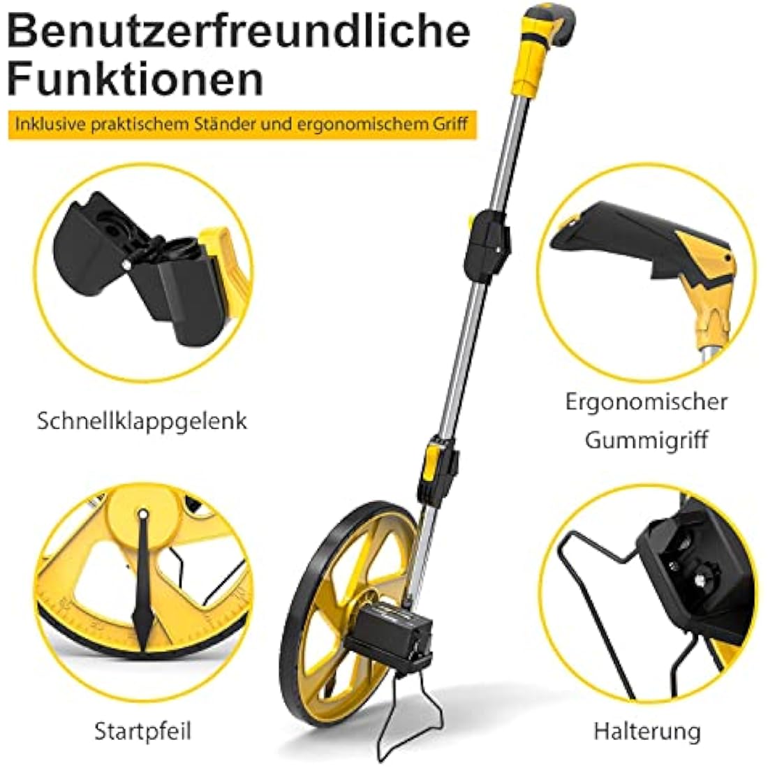 Zozen Foldable Measuring Wheel – 10,000m Metric Distance Meter with Bag