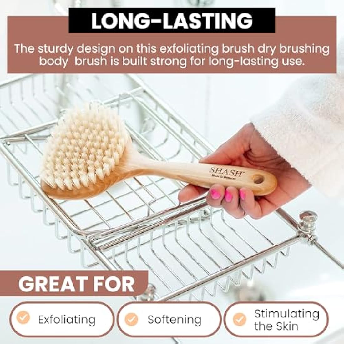 SHASH Goat Hair Face Brush – Gentle Exfoliating Beech Wood Cleanser