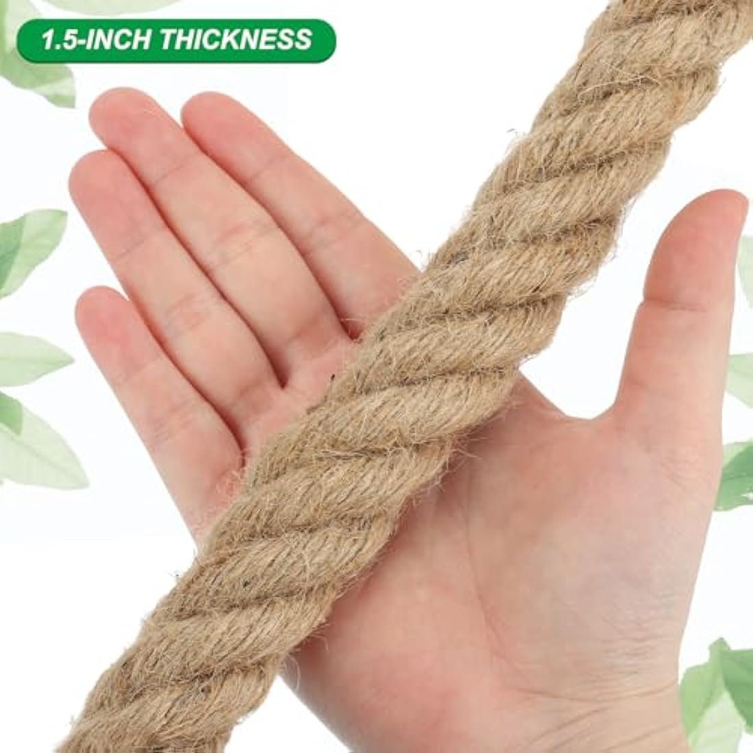 PATIKIL 1.5" x 50 Ft Twisted Manila Jute Rope for Tug of War & Decor